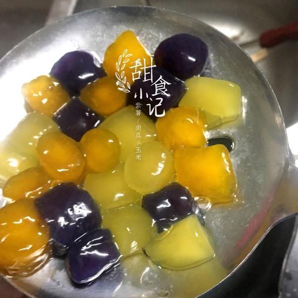自制三色芋圆（红薯、紫薯、南瓜）