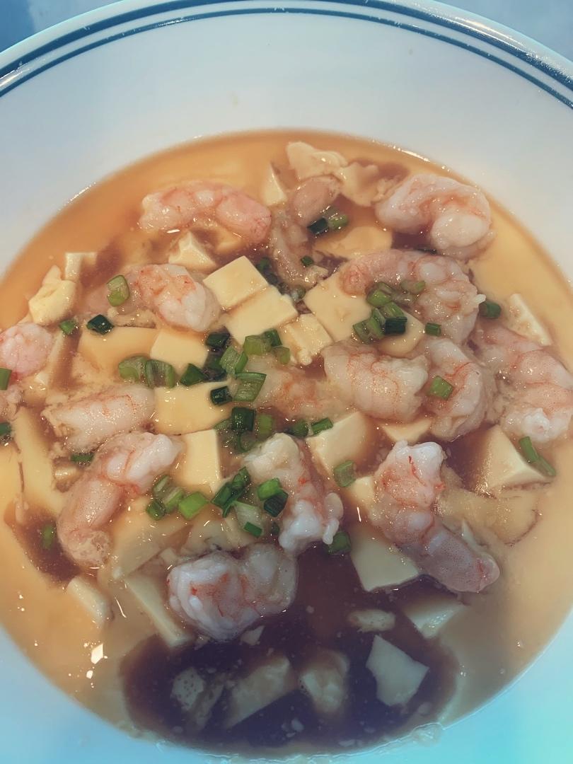 虾仁豆腐蒸水蛋