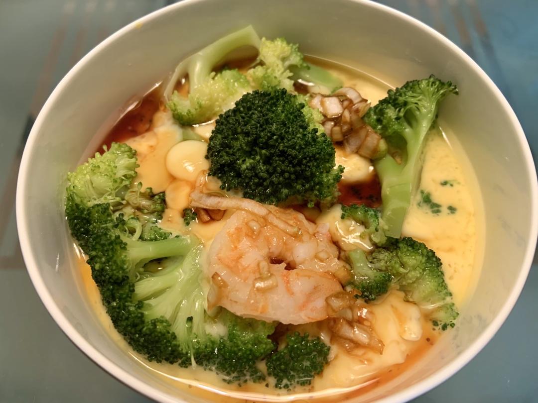 虾仁西兰花豆腐蒸蛋！爆炸好吃！