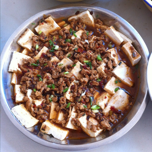 香辣肉末蒸豆腐