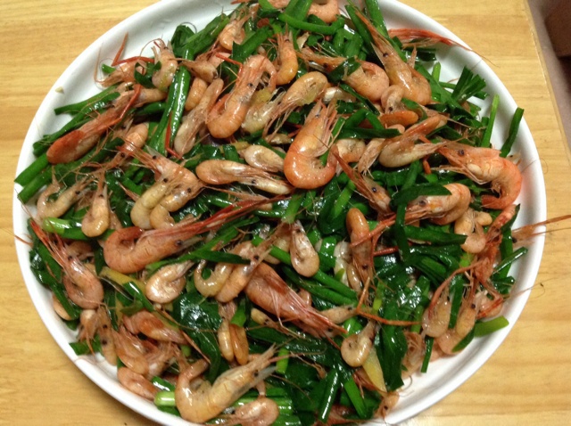 小河虾炒韭菜