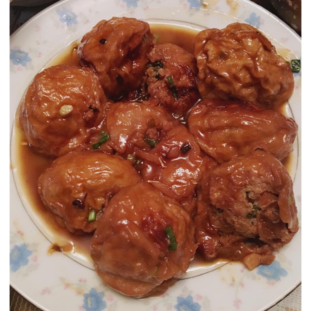 红烧油面筋塞肉