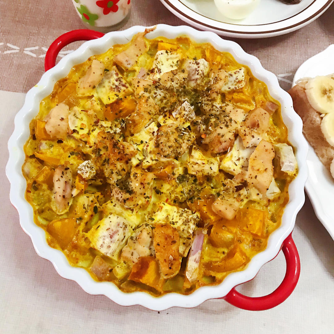 泰式香椰芋头南瓜咖喱慢烤鸡【北鼎烤箱食谱】