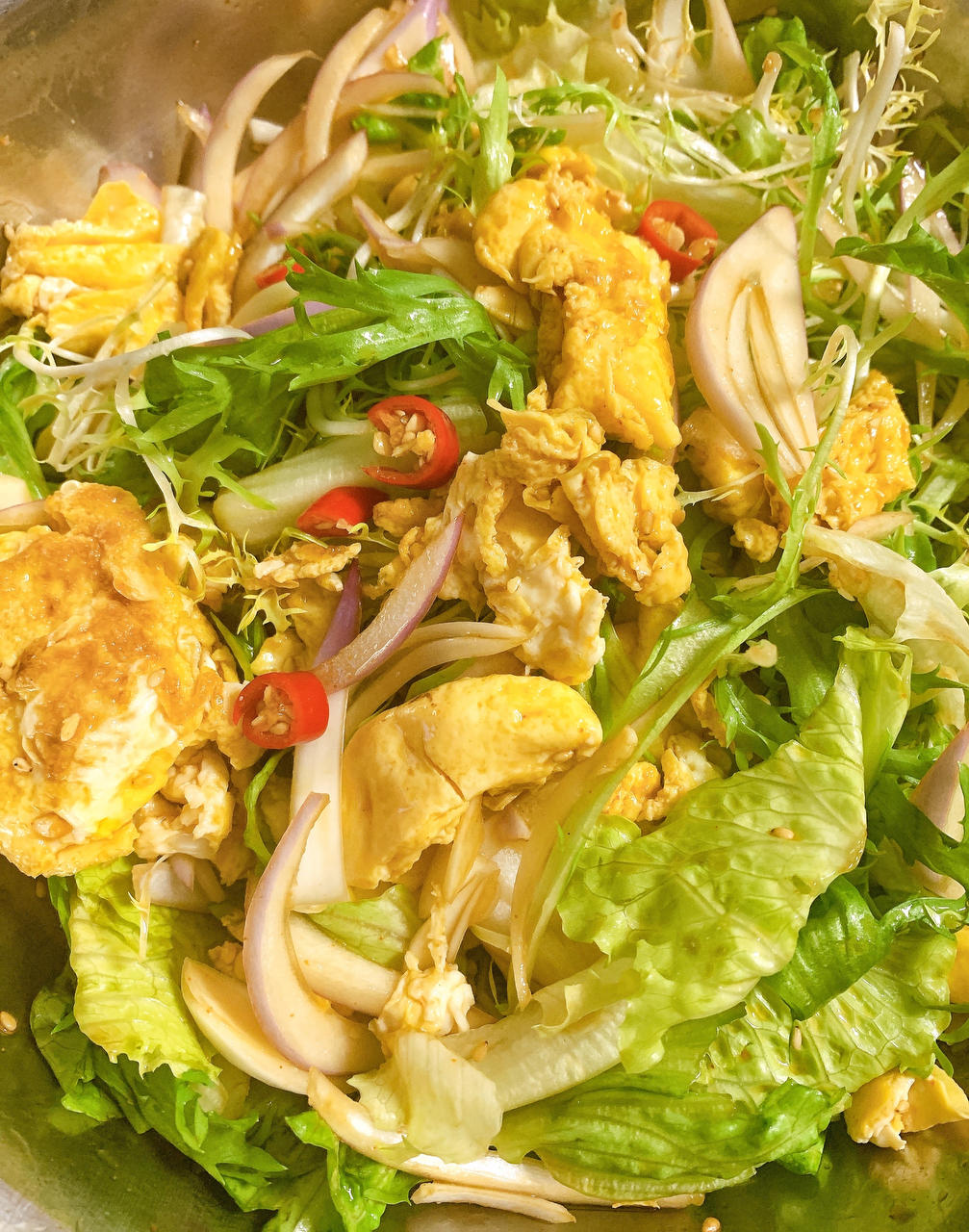 🔥一辈子吃不胖的减脂餐‼️鸡蛋拌生菜～～