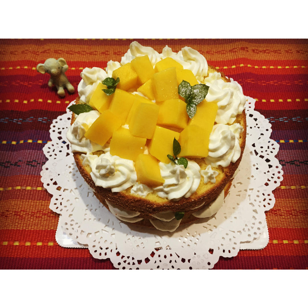 【零失败】不会裱花没关系的水果裸蛋糕 芒果裸蛋糕 完美戚风胚