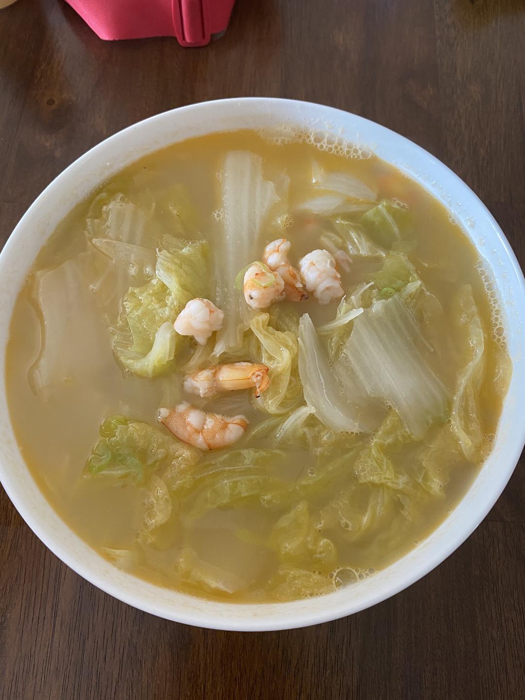 鲜鲜鲜虾白菜汤