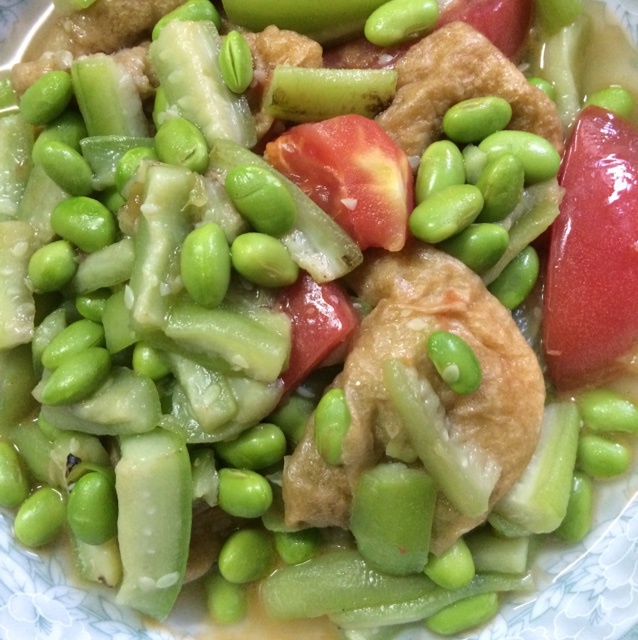 丝瓜毛豆烧油面筋