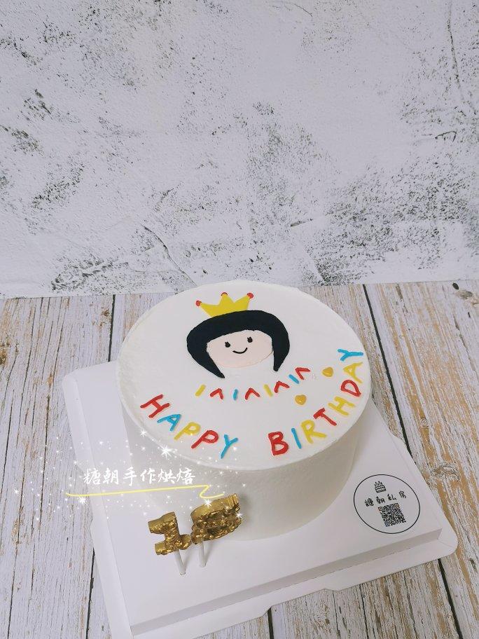 韩式简约奶油霜手绘蛋糕