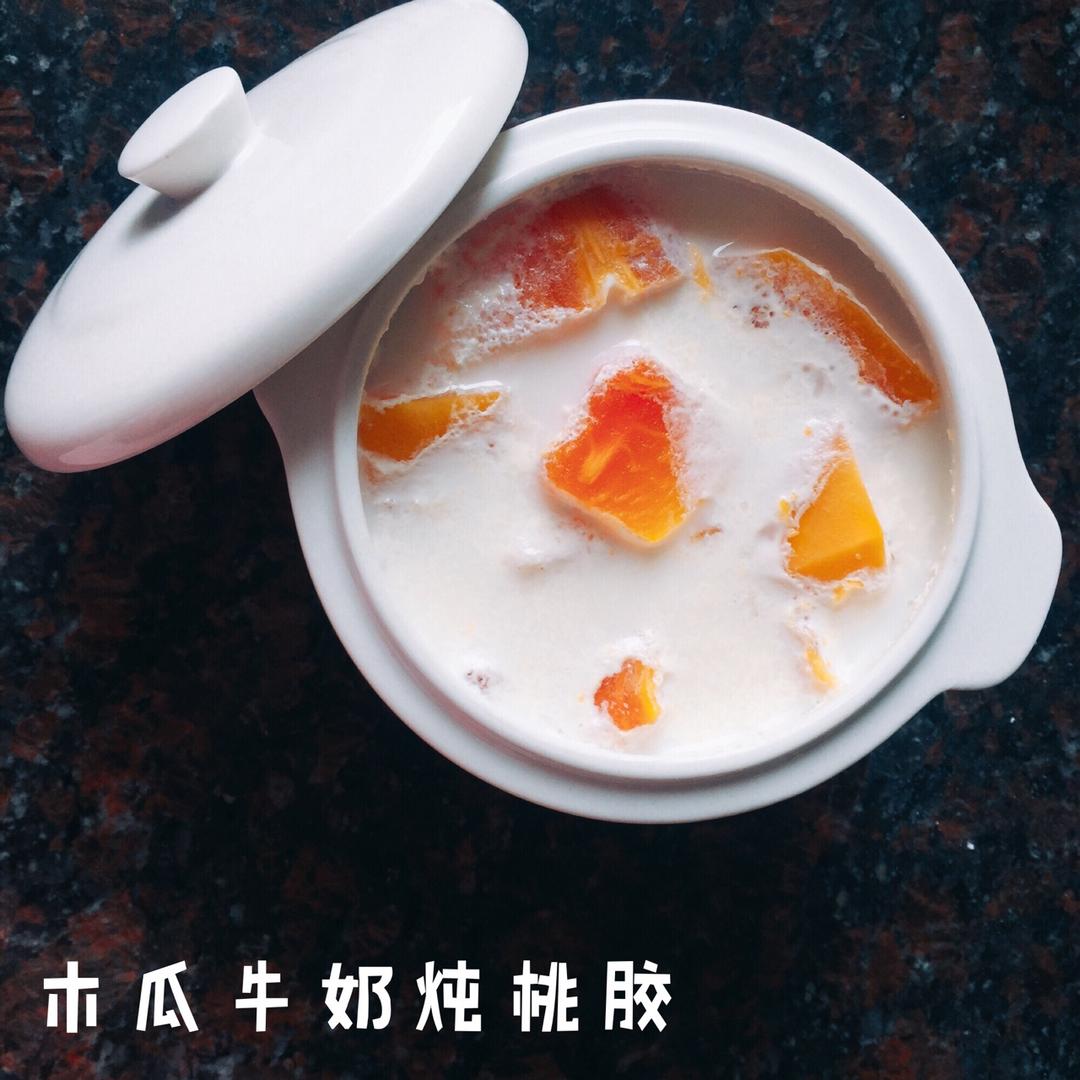 木瓜桃胶炖牛奶