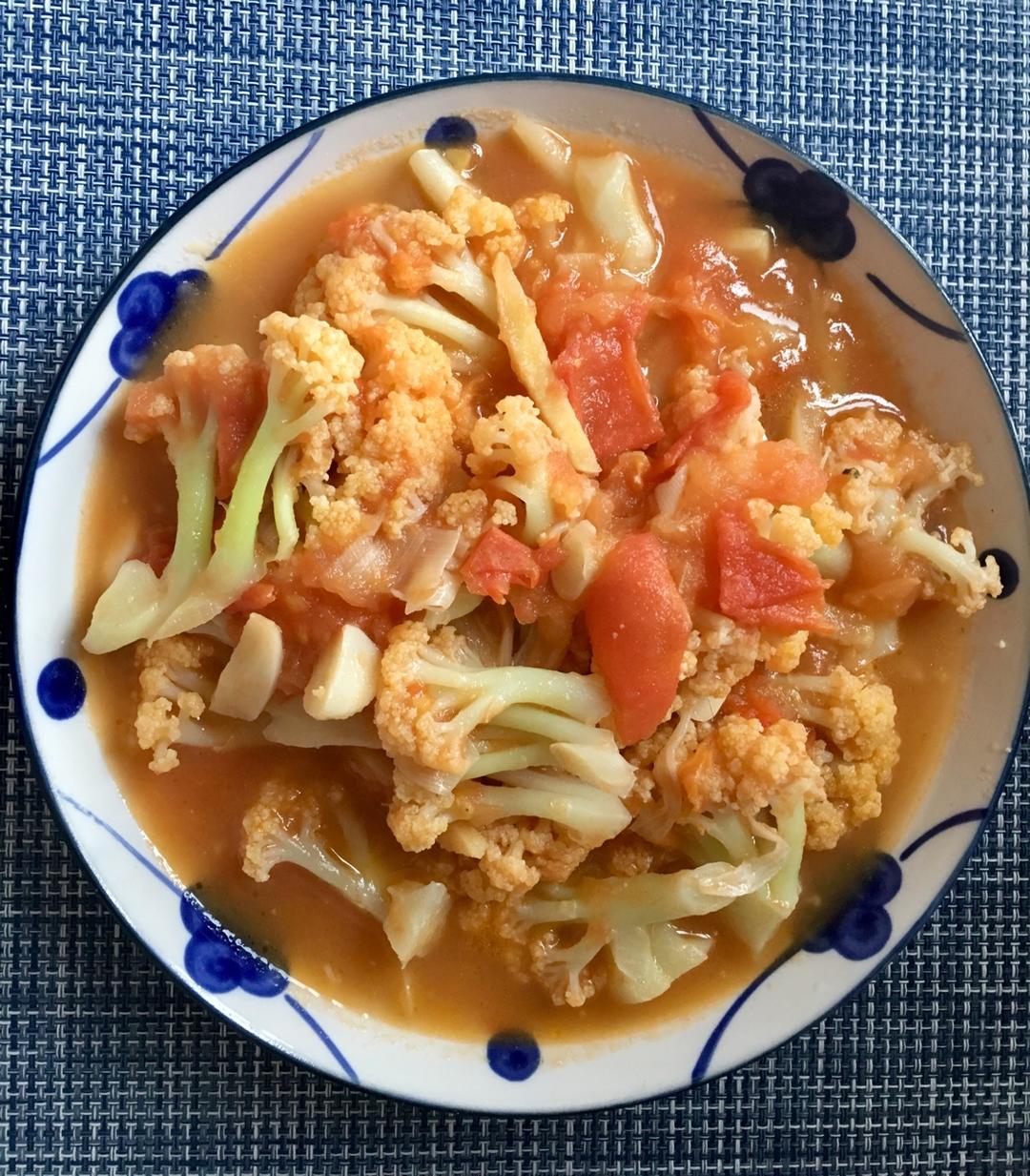 有机花菜炒西红柿
