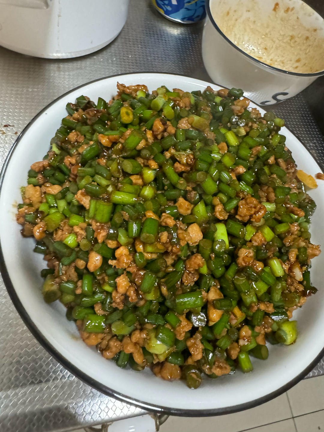 蒜苔炒肉末，三碗米饭都不够吃