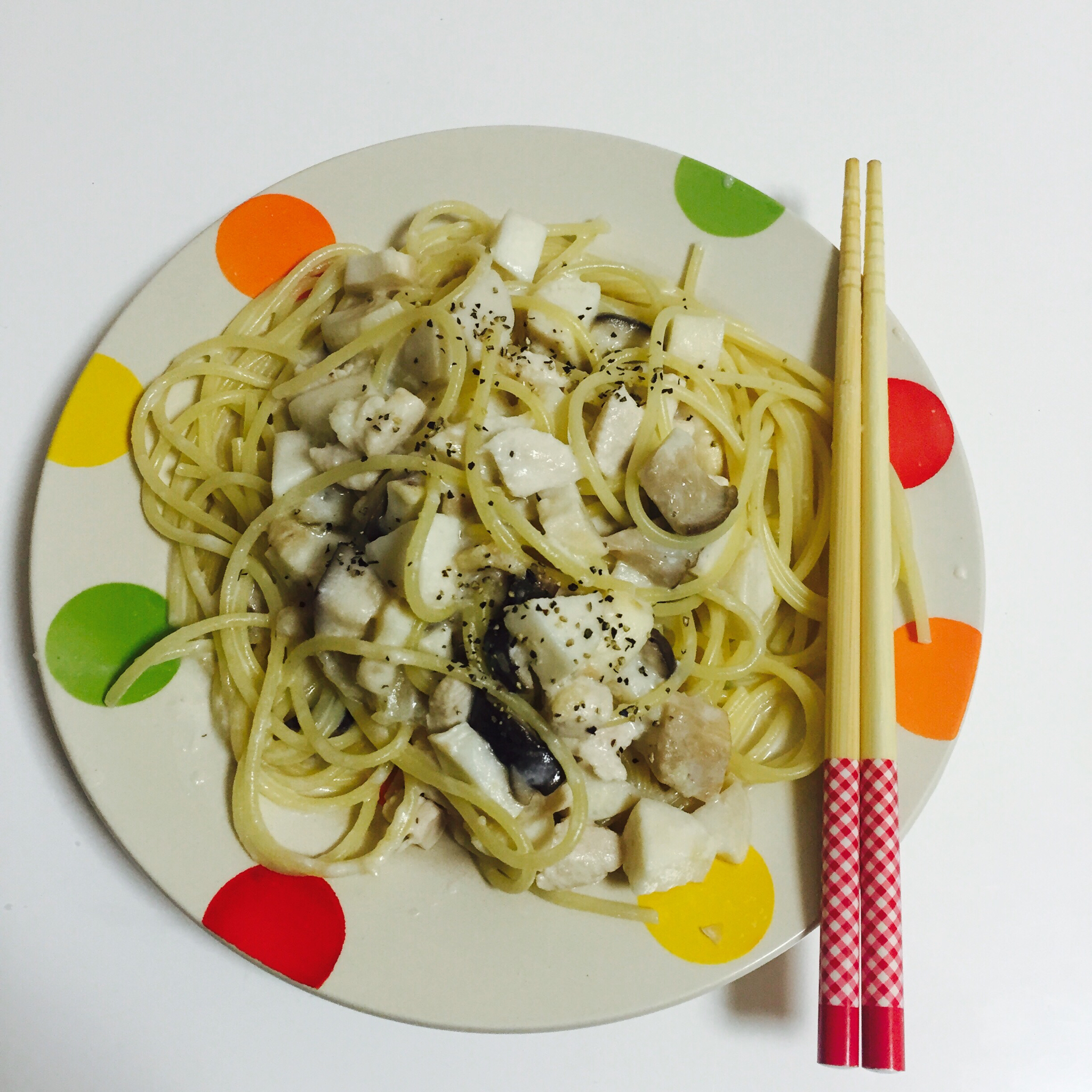 奶油鸡肉蘑菇意面