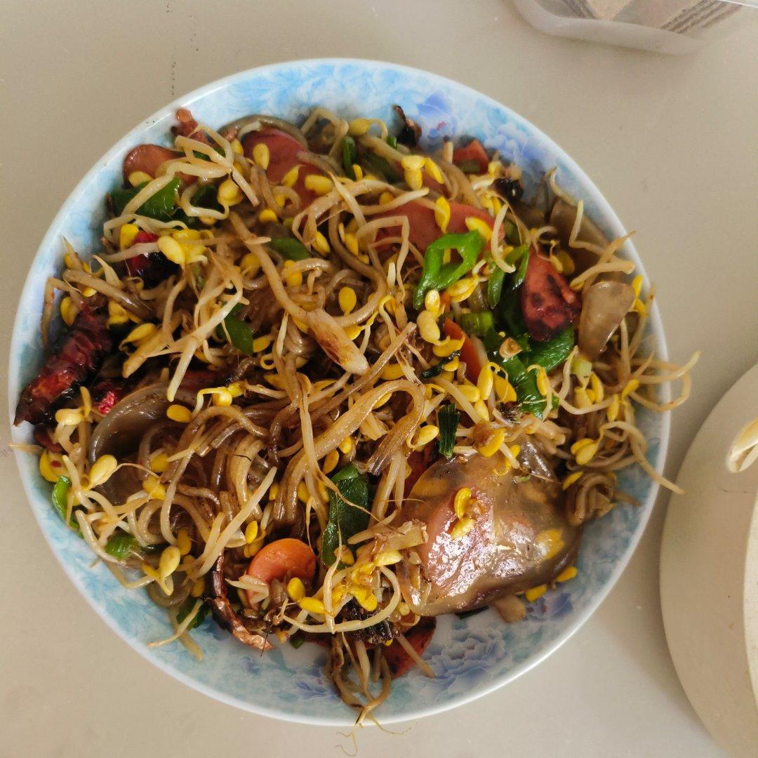 豆芽炒粉丝