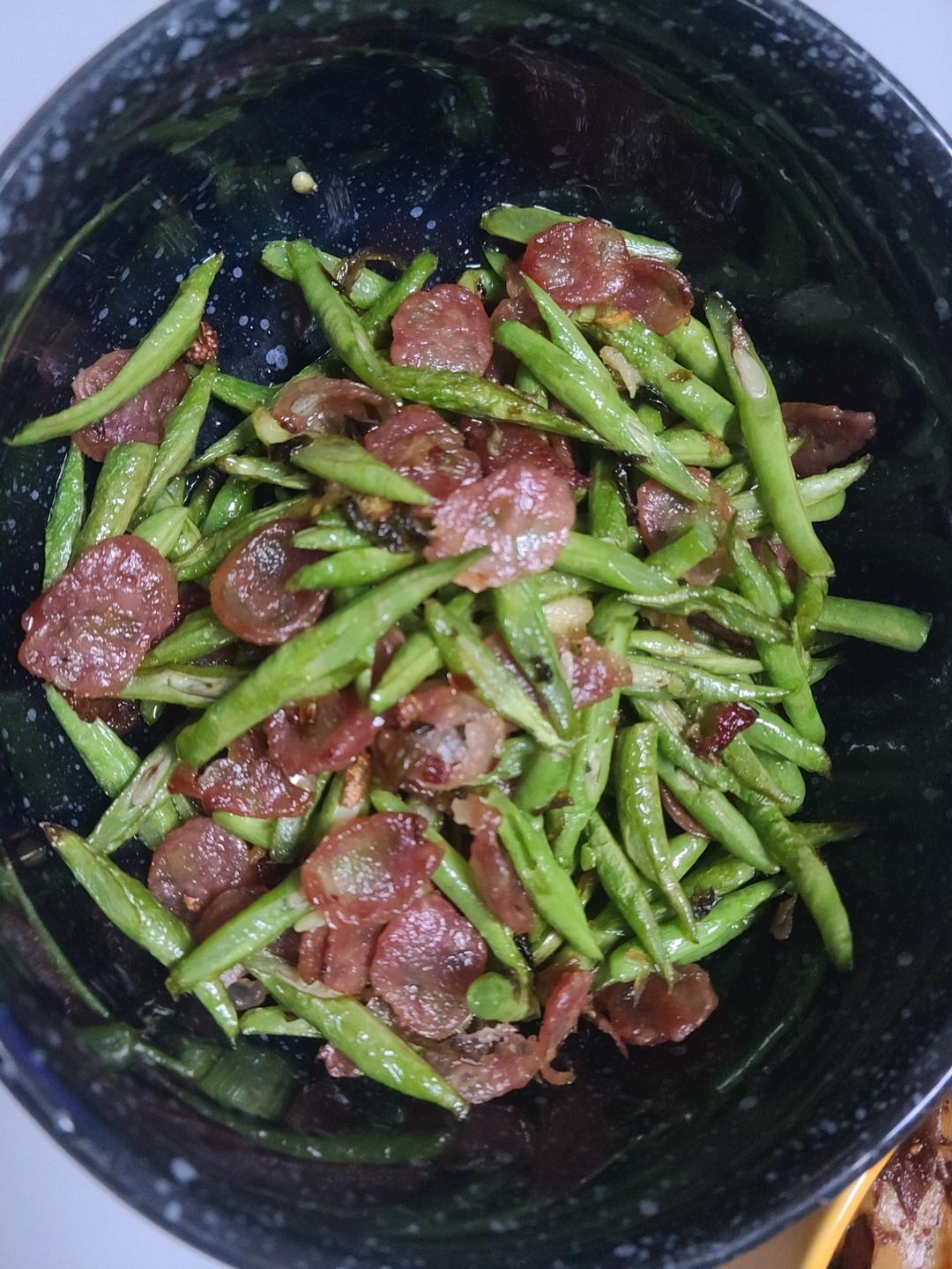 下饭菜 腊肠炒豆角