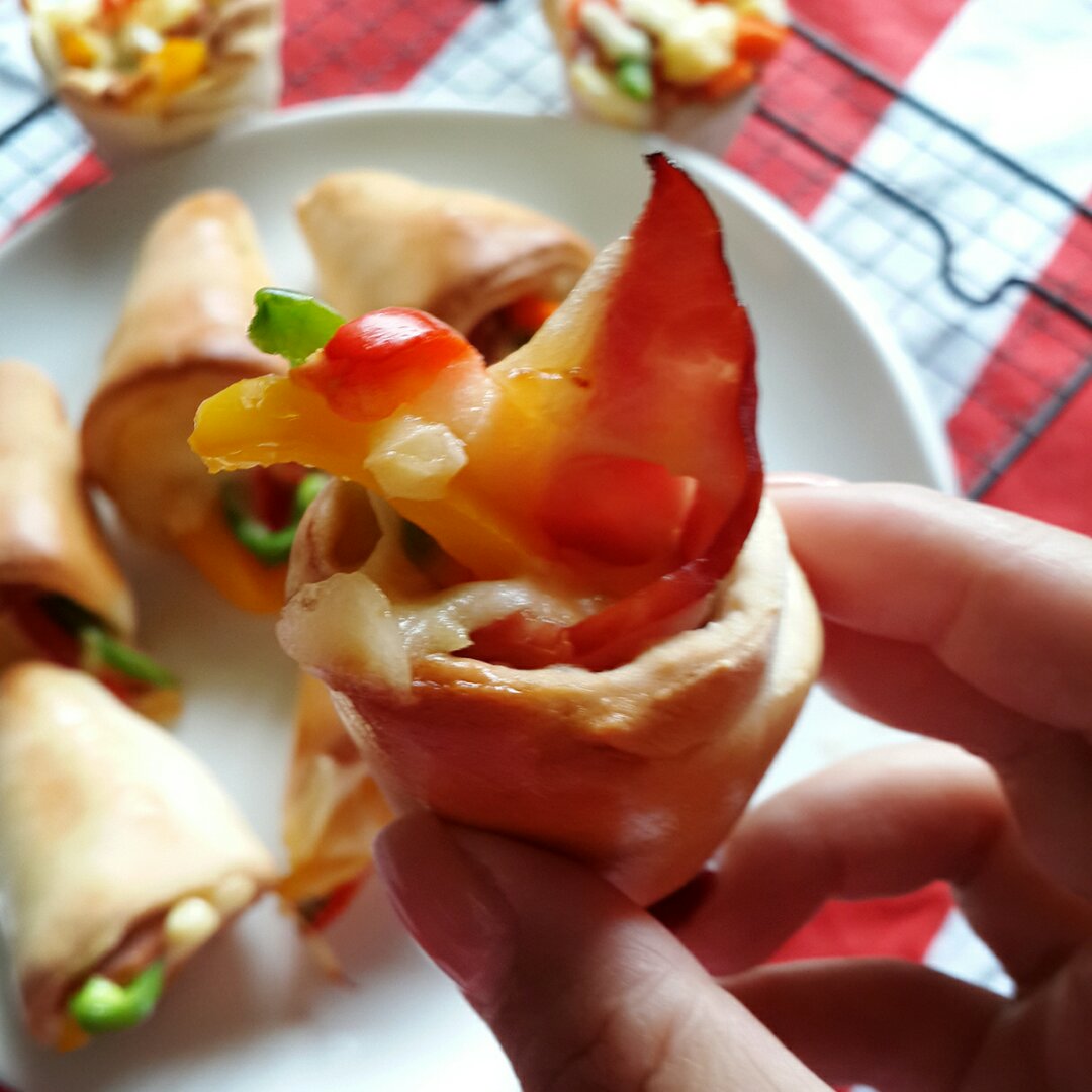 手握pizza