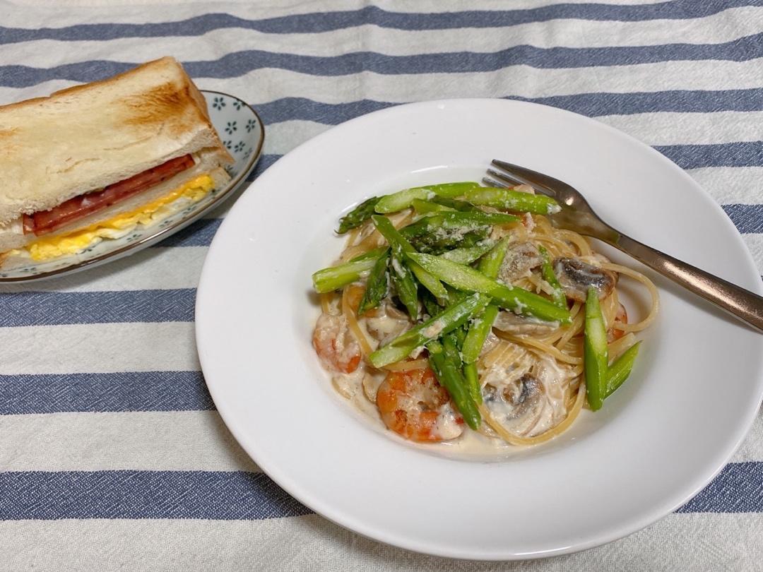 淡奶油虾仁意面🍝