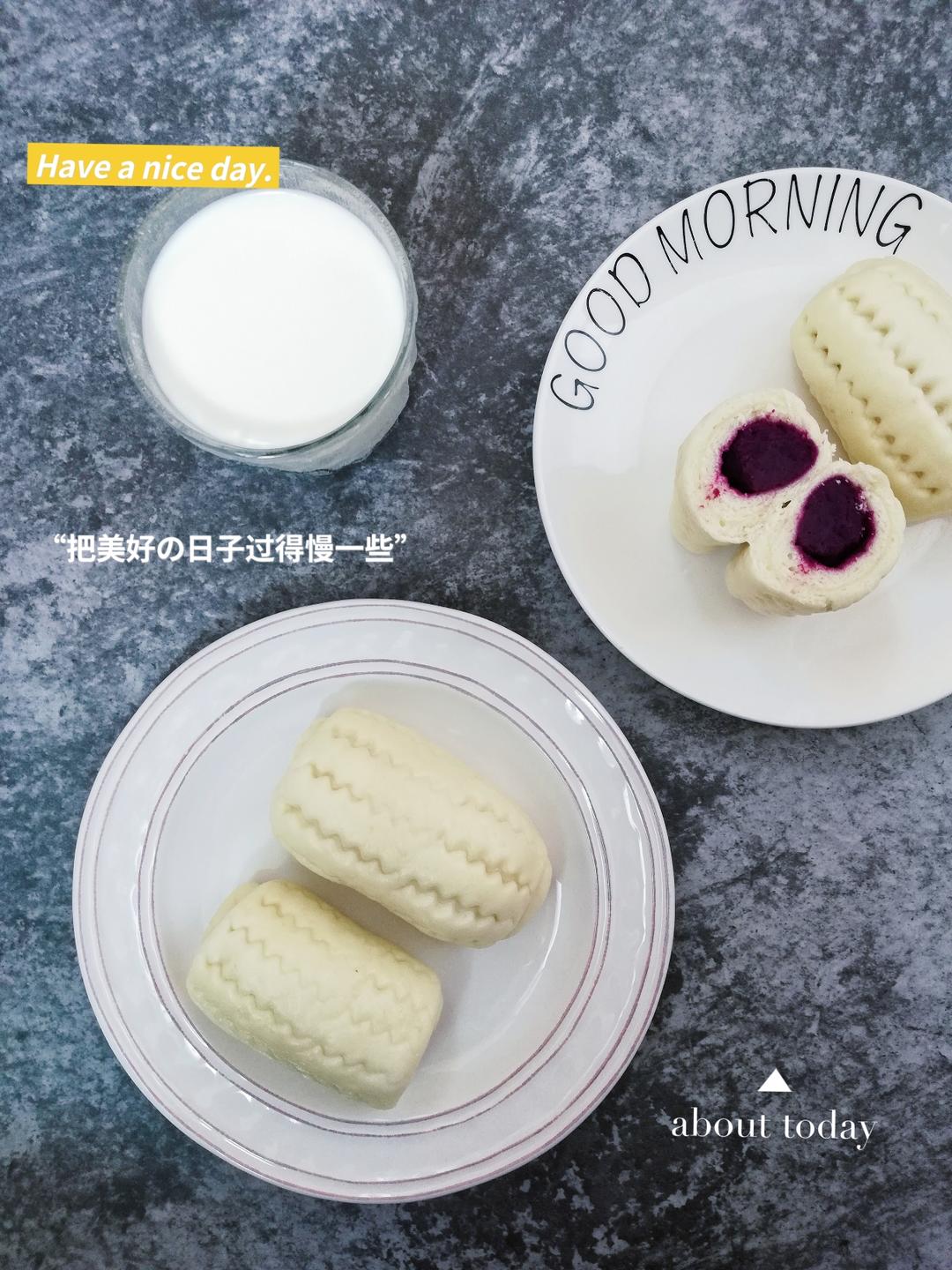 粗粮主食｜紫薯玉米面花卷