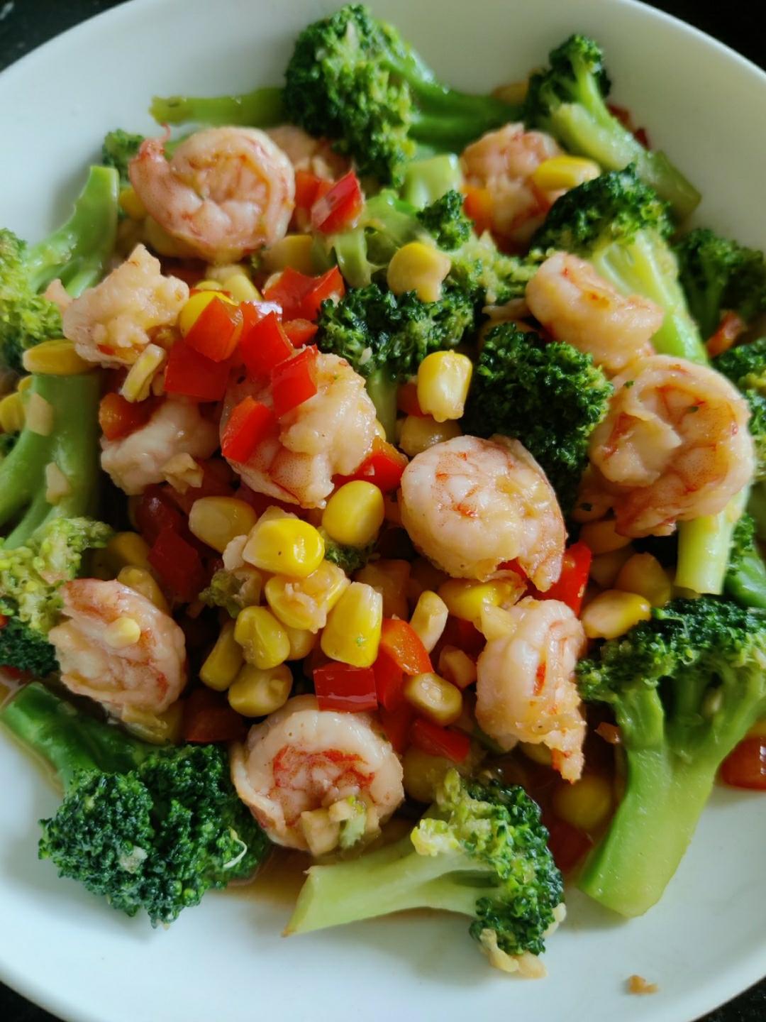 玉米虾仁西兰花