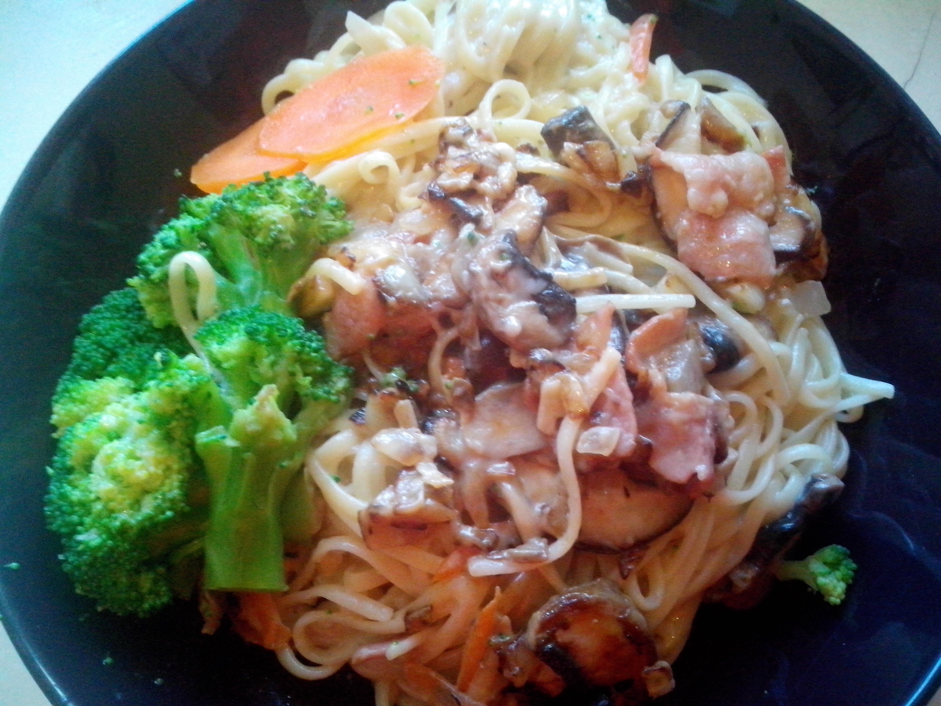 白蘑菇奶油培根意面