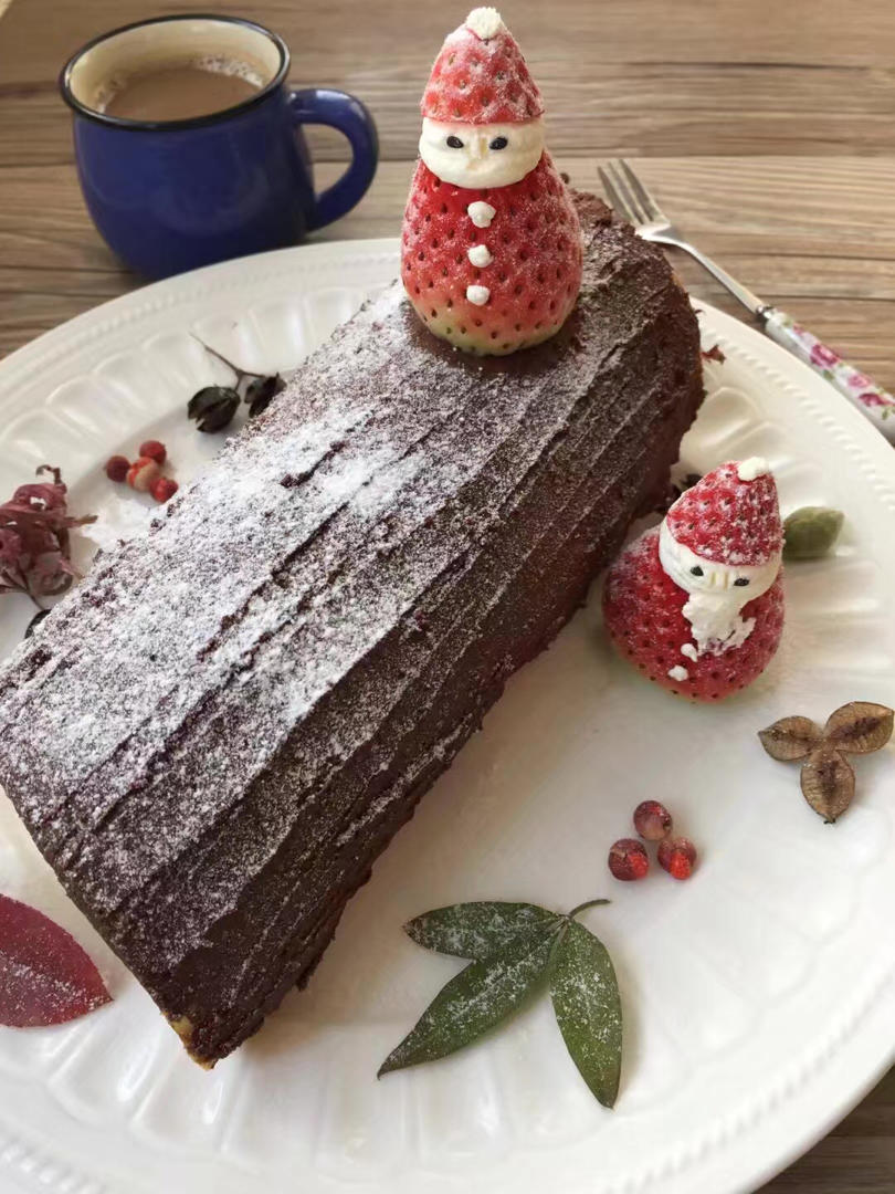 超简单圣诞树根蛋糕卷-超人气菜谱