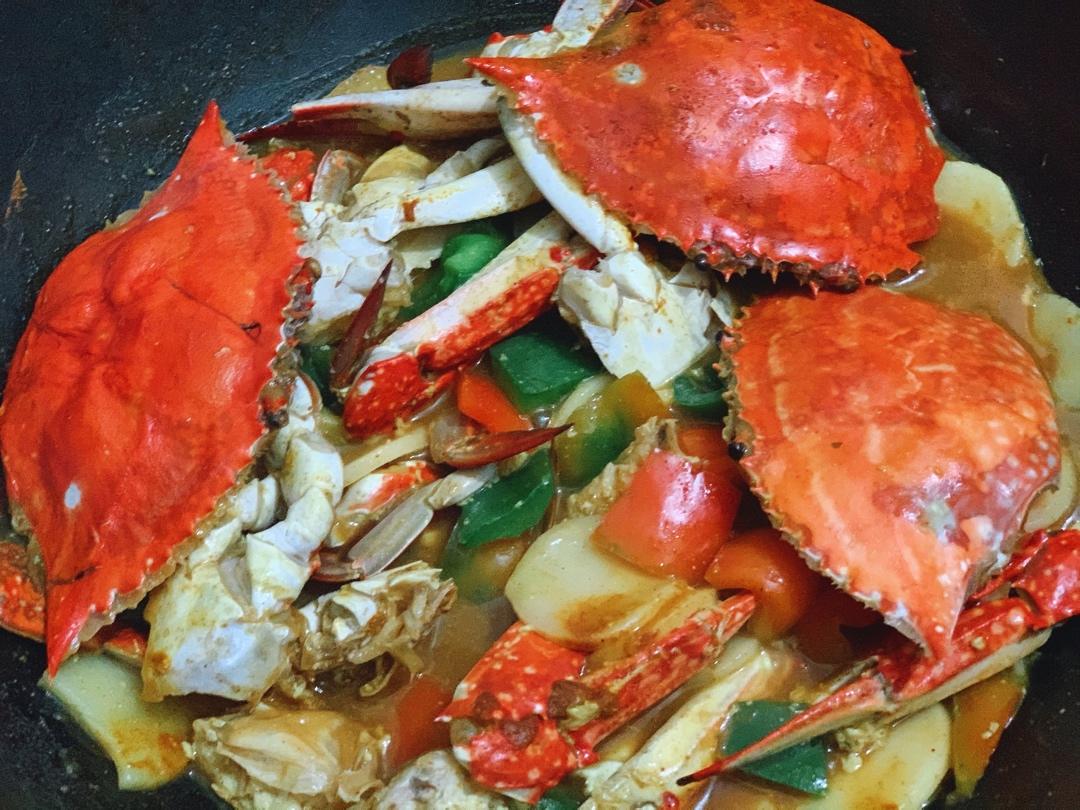 咖喱辣椒炒梭子蟹
