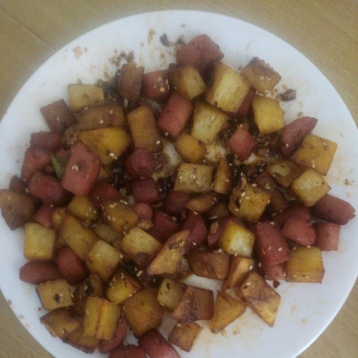 孜然土豆火腿肠 香辣过瘾还便宜！