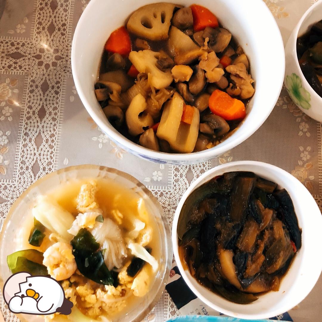 【昨日的美食第八集】茄子彩椒/筑前煮/三文鱼寿司饭