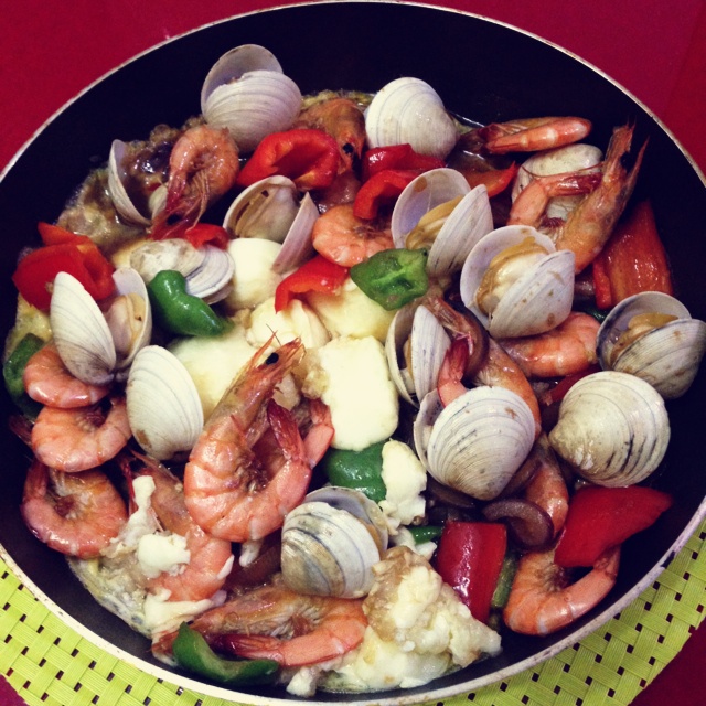 铁板海鲜日本豆腐 Seafood with Japanese Dofu