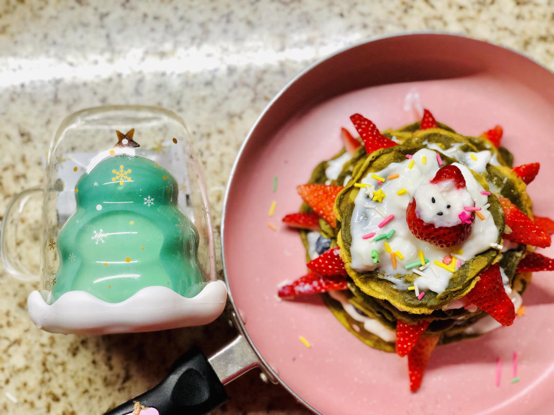 ‼️无需烤箱🌟好吃不胖的圣诞松饼蛋糕🎄