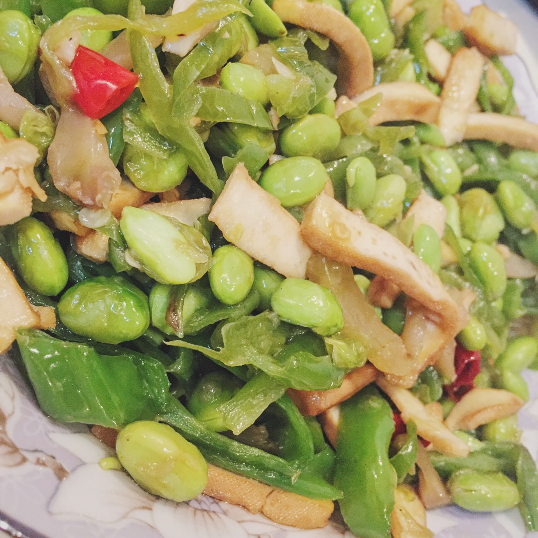 青椒毛豆炒香干