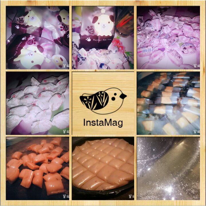 韩国杏仁牛奶糖的外表，日本生牛奶糖的芯