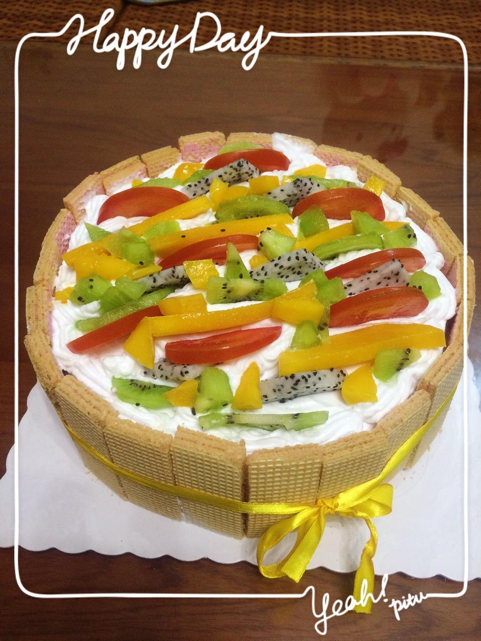 生日蛋糕教程【威化饼干围边】