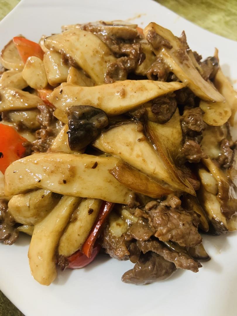 黑椒汁杏鲍菇炒牛肉