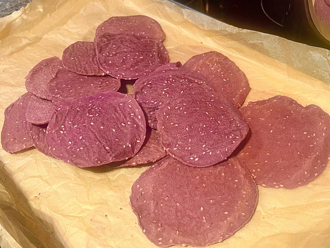 自制椰香紫薯脆脆片，嘎嘣脆，好吃停不下来！！