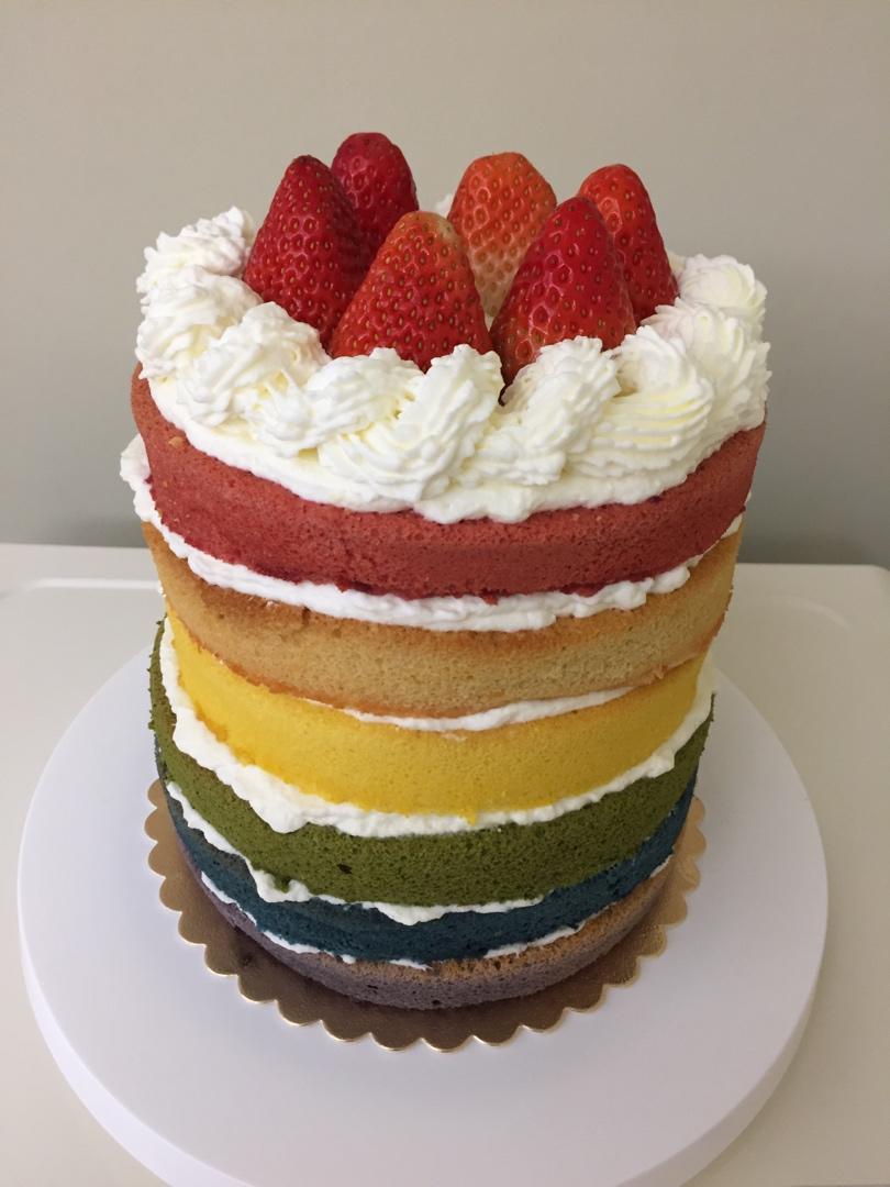 小粥2018做的彩虹裸蛋糕无色素版