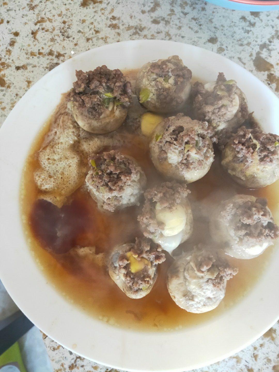 口蘑鹌鹑蛋酿肉