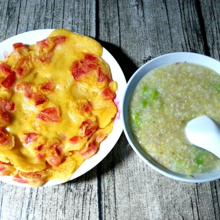 快手米粥+番茄煎饼