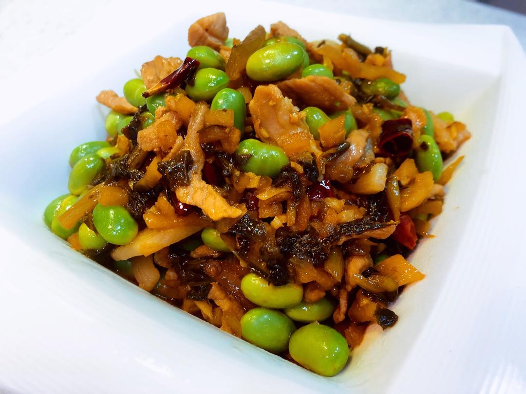 酸菜肉丝炒毛豆