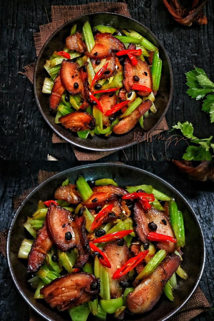 ㊙️年味‼️豉香芹菜炒腊肉‼️满屋飘香