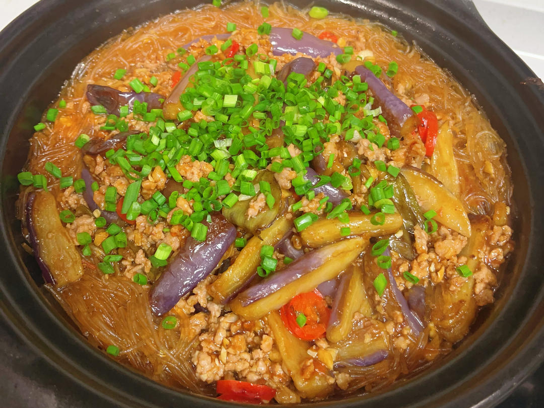 茄子肉末粉丝煲