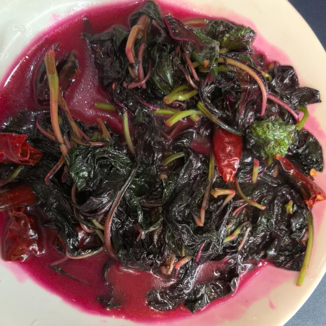 超下饭家常菜-清炒红苋菜-排毒补血低脂菜