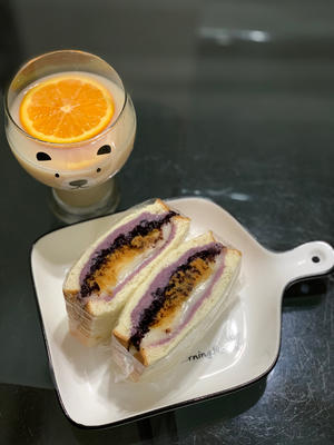 紫米芋泥麻薯肉松三明治的做法 步骤25