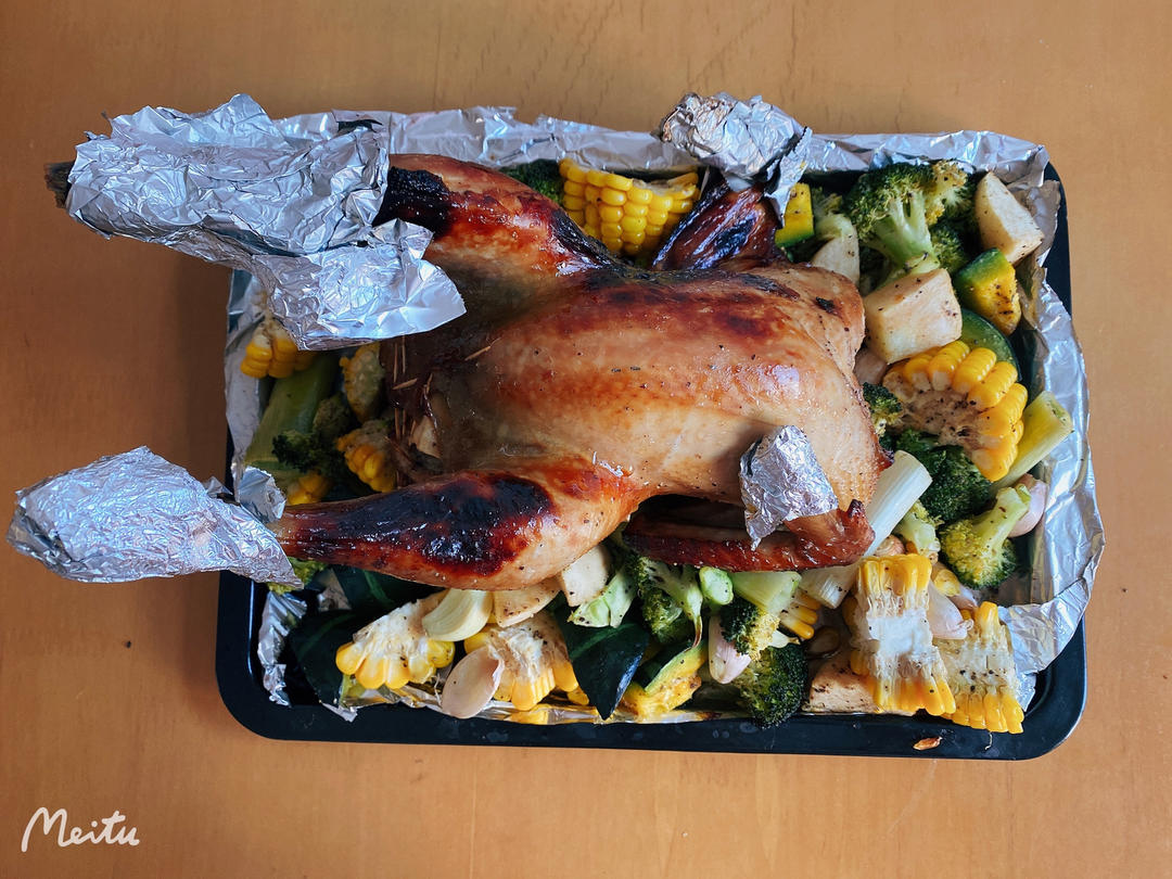 苹果🍎时蔬蜜汁烤鸡！烤全鸡（含烤完体验，一定要试试！！）