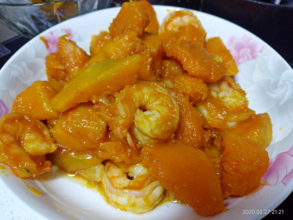 南瓜炒虾仁