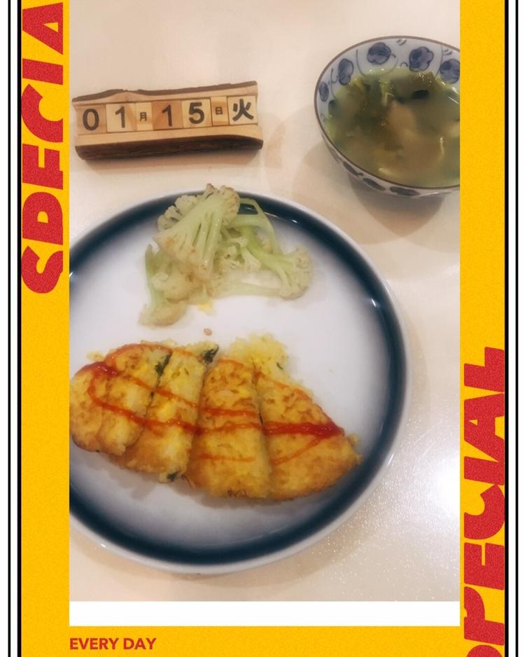 米饭蛋饼（剩米饭煎蛋饼）