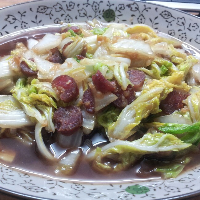 蒜容火腿娃娃菜