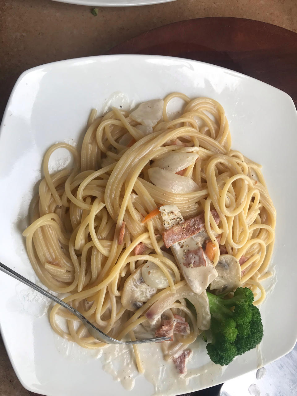 白汁蘑菇培根意粉
