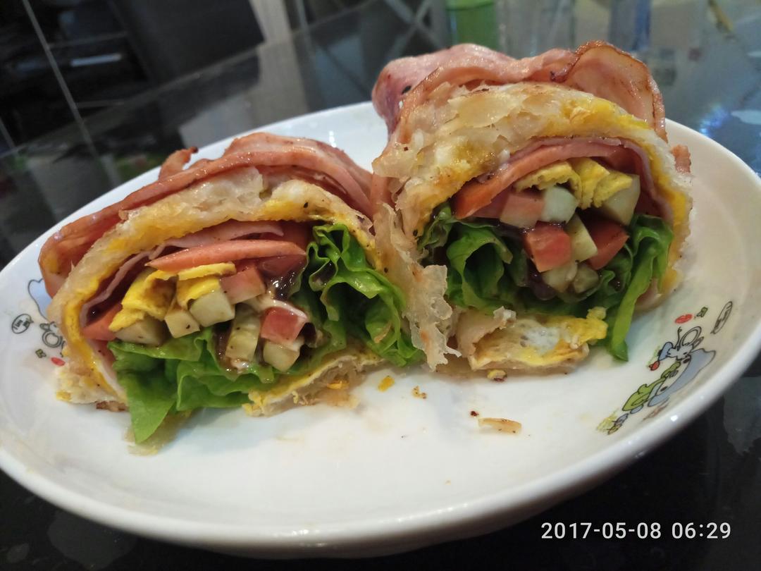培根手抓饼卷