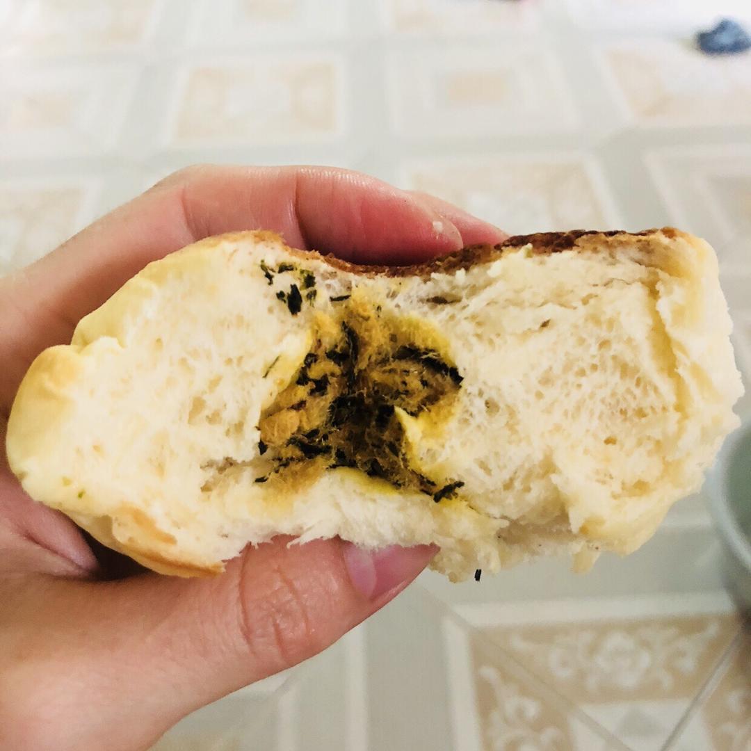 无需烤箱平底锅肉松面包，免揉懒人面包的做法