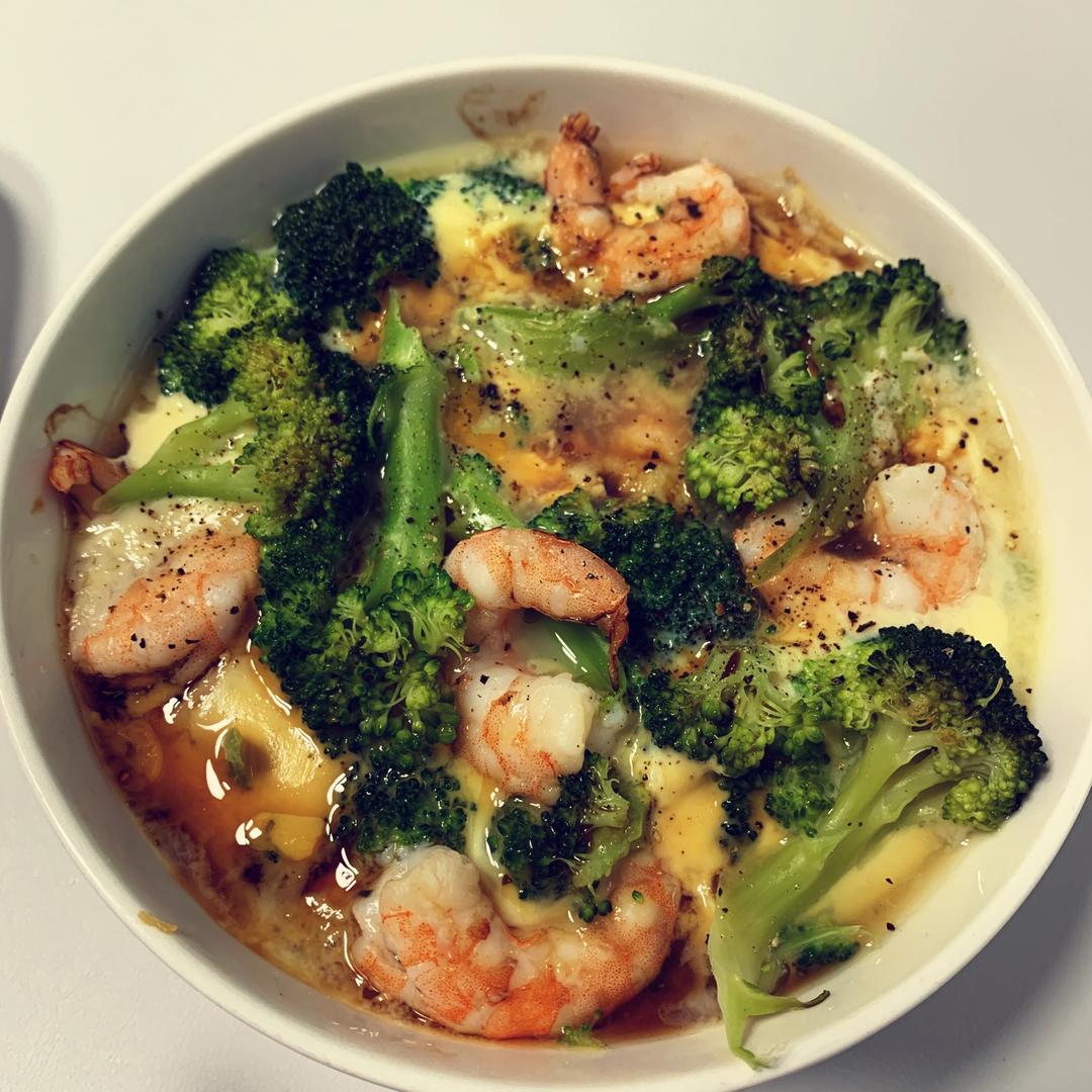 西兰花虾仁豆腐蒸蛋